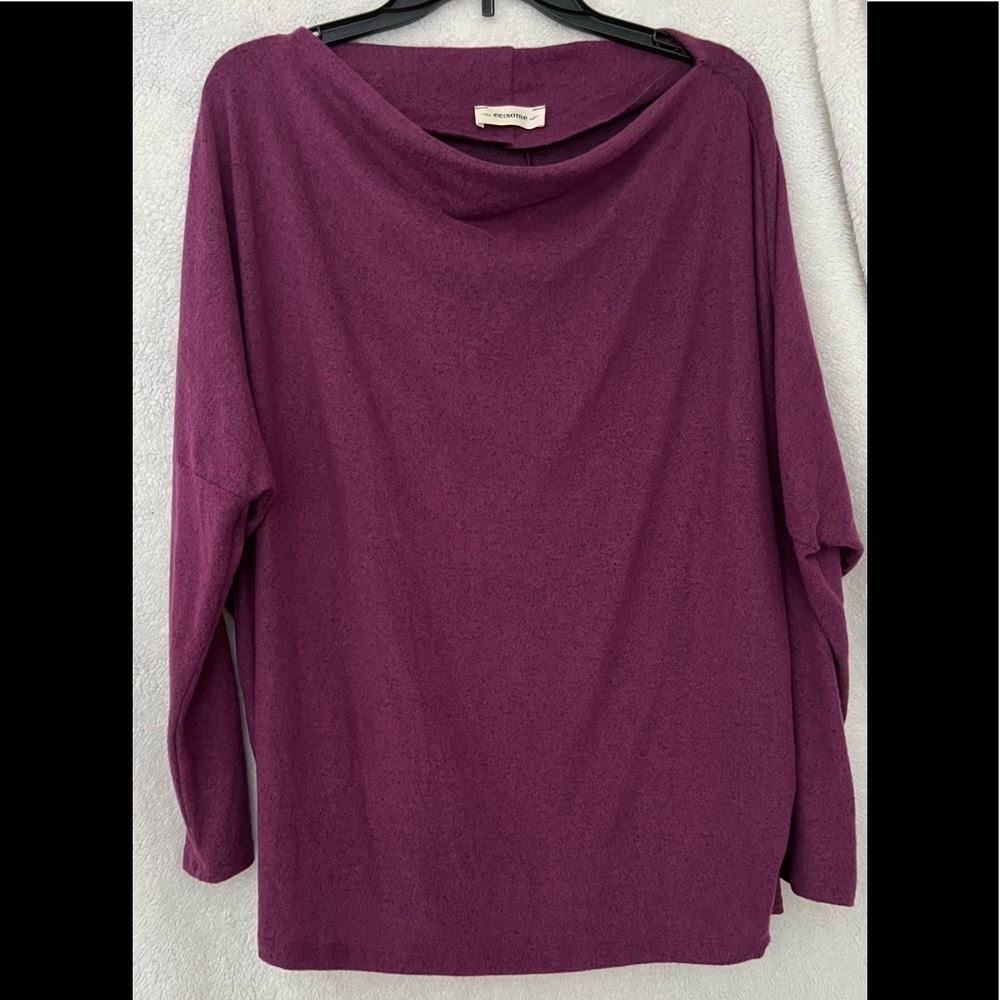 ! EE:SOME PURPLE COWL DOLMAN KNIT
PULLOVER BLOUSE